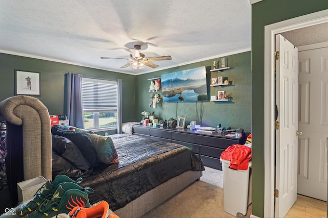 2426 Borgman Ct, Indianapolis, IN 46229 - bedroom with a textured ceiling, crown molding, and ceiling fan