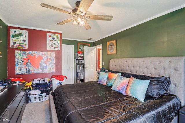2426 Borgman Ct, Indianapolis, IN 46229 - carpeted bedroom featuring ornamental molding and ceiling fan