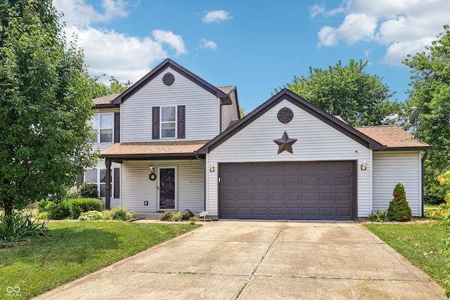 2426 Borgman Ct, Indianapolis, IN 46229 - view of front of house featuring an attached garage, a front yard, driveway, and a shingled roof