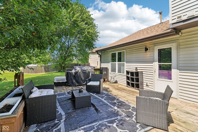 2426 Borgman Ct, Indianapolis, IN 46229 - deck with outdoor lounge area and grilling area