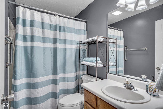 10832 Washington Bay Dr, Fishers, IN 46037 - full bath featuring vanity, a shower with curtain, and a textured ceiling