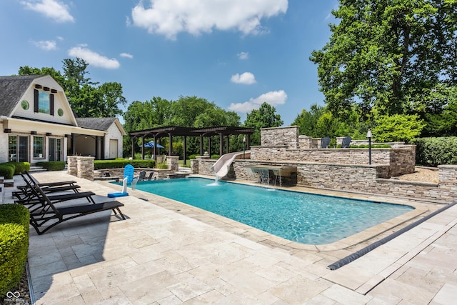 520 Willow Spring Rd, Indianapolis, IN 46240 - outdoor pool with a patio area, a pergola, a storage structure, and an outbuilding