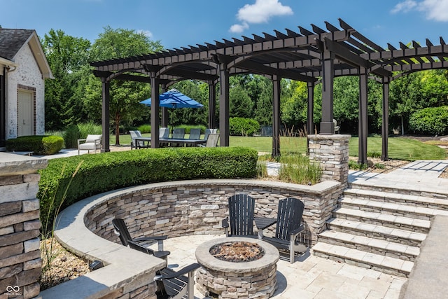 520 Willow Spring Rd, Indianapolis, IN 46240 - view of patio with a fire pit and a pergola