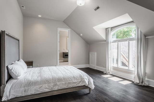 520 Willow Spring Rd, Indianapolis, IN 46240 - bedroom featuring lofted ceiling, dark wood-style floors, and recessed lighting