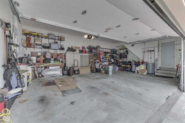 860 Old Eagle Way, Greenwood, IN 46143 - garage with a garage door opener and a workshop area
