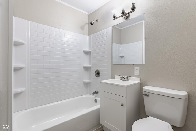 4880 N Katherine Dr, Indianapolis, IN 46226 - bathroom with vanity, ornamental molding, and bathing tub / shower combination