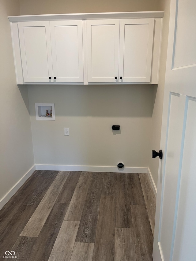 842 E Nutter St, Martinsville, IN 46151 - laundry area featuring hookup for an electric dryer, cabinet space, washer hookup, and dark wood-type flooring
