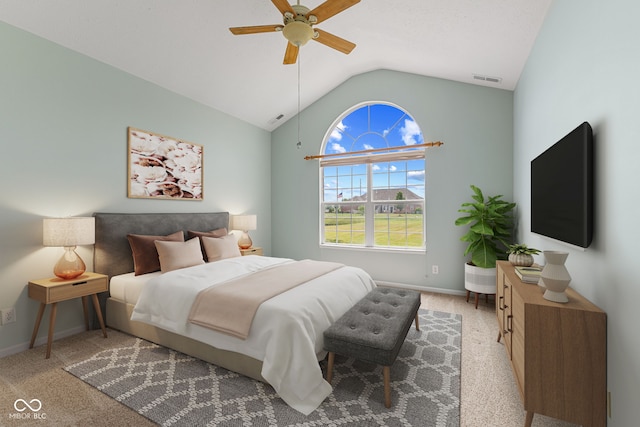2815 Grandview Ln, Greenwood, IN 46143 - carpeted bedroom featuring lofted ceiling and ceiling fan