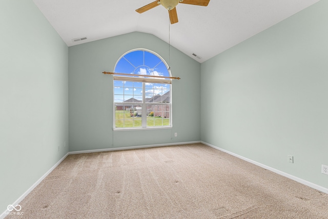 2815 Grandview Ln, Greenwood, IN 46143 - carpeted empty room with ceiling fan and lofted ceiling