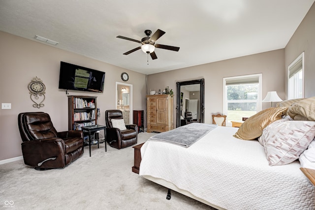 4297 W Division Rd, Crawfordsville, IN 47933 - bedroom featuring carpet, ceiling fan, and ensuite bath