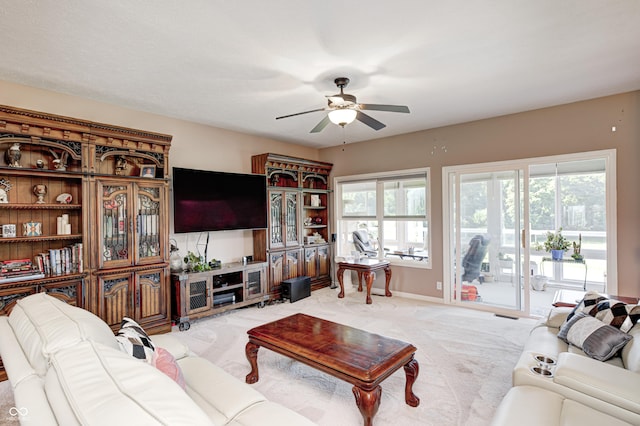 4297 W Division Rd, Crawfordsville, IN 47933 - living room with a ceiling fan and light colored carpet