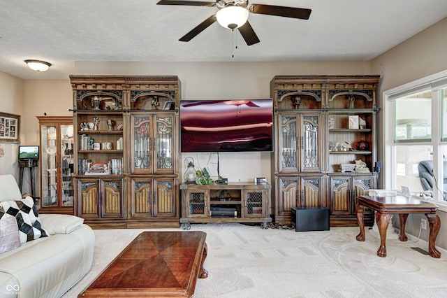 4297 W Division Rd, Crawfordsville, IN 47933 - carpeted living room featuring a ceiling fan