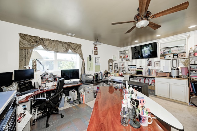 4297 W Division Rd, Crawfordsville, IN 47933 - office area featuring ceiling fan and recessed lighting