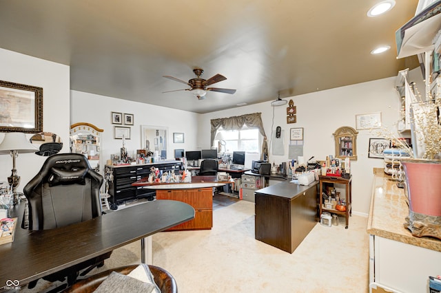 4297 W Division Rd, Crawfordsville, IN 47933 - office area featuring a ceiling fan and recessed lighting