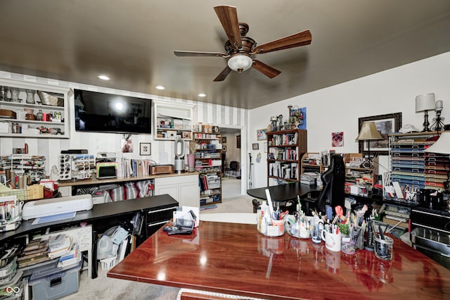 4297 W Division Rd, Crawfordsville, IN 47933 - office with ceiling fan, carpet, and recessed lighting