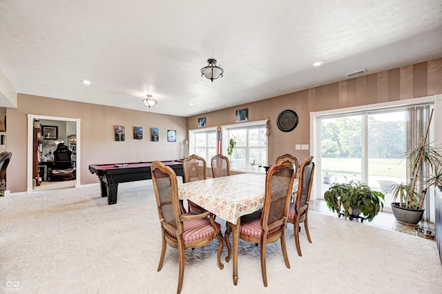 4297 W Division Rd, Crawfordsville, IN 47933 - dining room with light carpet, pool table, and recessed lighting