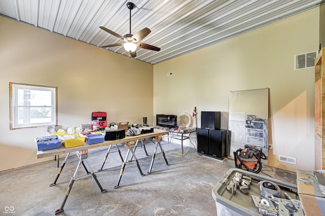 4297 W Division Rd, Crawfordsville, IN 47933 - office space with concrete flooring and a ceiling fan