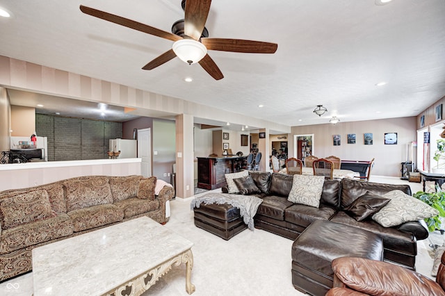 4297 W Division Rd, Crawfordsville, IN 47933 - carpeted living area featuring recessed lighting and a ceiling fan