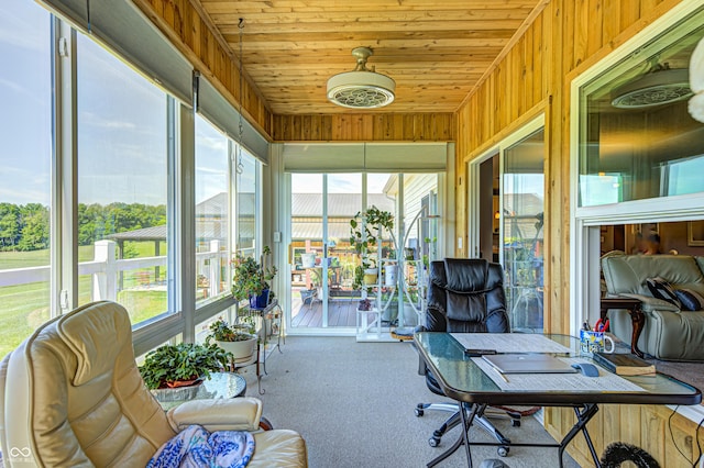 4297 W Division Rd, Crawfordsville, IN 47933 - sunroom / solarium with healthy amount of natural light, wood ceiling, carpet, and wooden walls