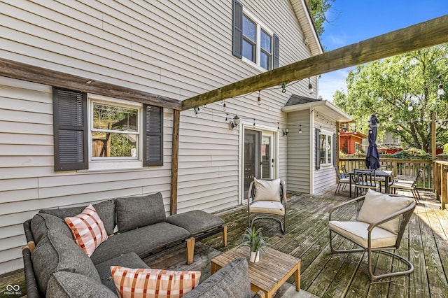 4920 Central Ave, Indianapolis, IN 46205 - wooden terrace with an outdoor hangout area and outdoor dining area