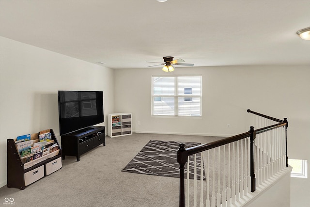 13525 Forest Glade Dr, Fishers, IN 46037 - carpeted living area featuring ceiling fan