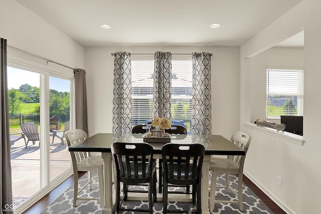 13525 Forest Glade Dr, Fishers, IN 46037 - dining room featuring dark wood-style floors and recessed lighting