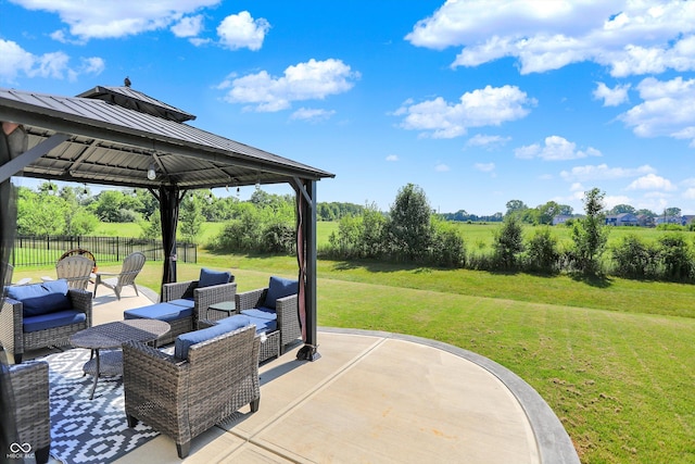 13525 Forest Glade Dr, Fishers, IN 46037 - view of patio / terrace with an outdoor hangout area and a gazebo