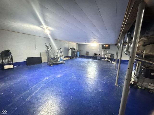 8394 E Mulberry St, Columbus, IN 47203 - below grade area with concrete block wall