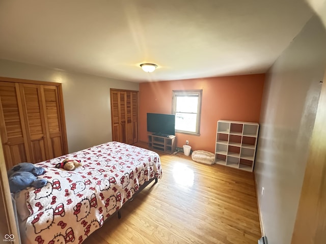 8394 E Mulberry St, Columbus, IN 47203 - bedroom featuring two closets and wood finished floors