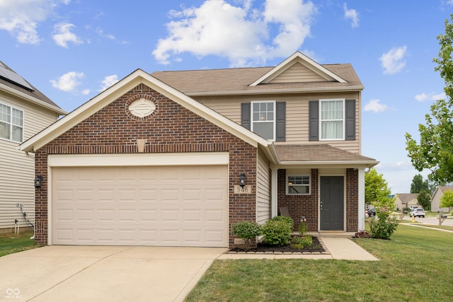 546 Greenwood Trace Dr, Whiteland, IN 46184 - traditional-style house featuring brick siding, driveway, a front yard, and roof with shingles