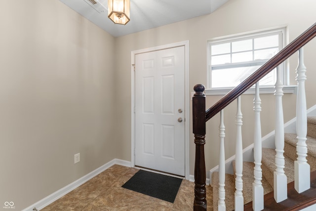 546 Greenwood Trace Dr, Whiteland, IN 46184 - entryway featuring stairway and baseboards