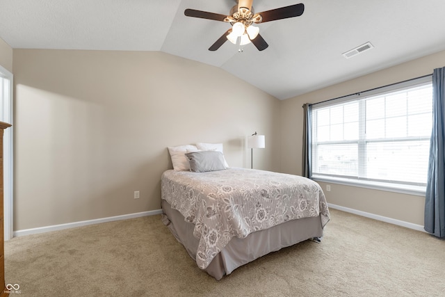 546 Greenwood Trace Dr, Whiteland, IN 46184 - bedroom featuring light carpet, vaulted ceiling, and a ceiling fan