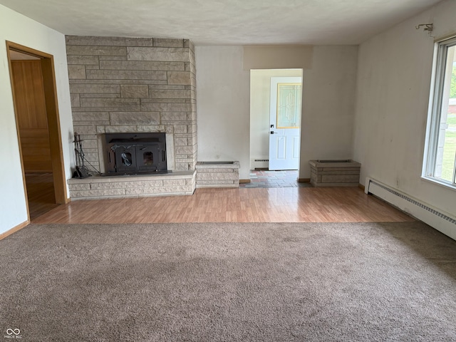 2212 Hanover Dr, Indianapolis, IN 46227 - unfurnished living room with carpet floors and baseboard heating