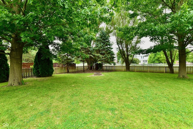 3675 Homestead Cir E, Plainfield, IN 46168 - fenced backyard featuring an outdoor fire pit