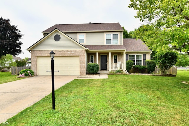 3675 Homestead Cir E, Plainfield, IN 46168 - view of front facade with brick siding, driveway, covered porch, an attached garage, and roof with shingles