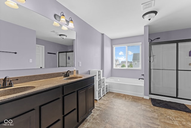 1425 Turkington Ct, Greenwood, IN 46143 - full bath featuring a garden tub, a shower stall, and double vanity
