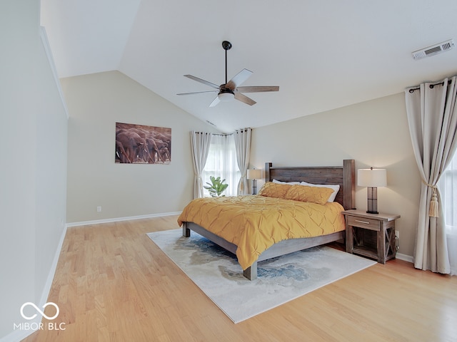 11668 Victoria Ct, Carmel, IN 46033 - bedroom featuring light wood-style flooring, lofted ceiling, and ceiling fan