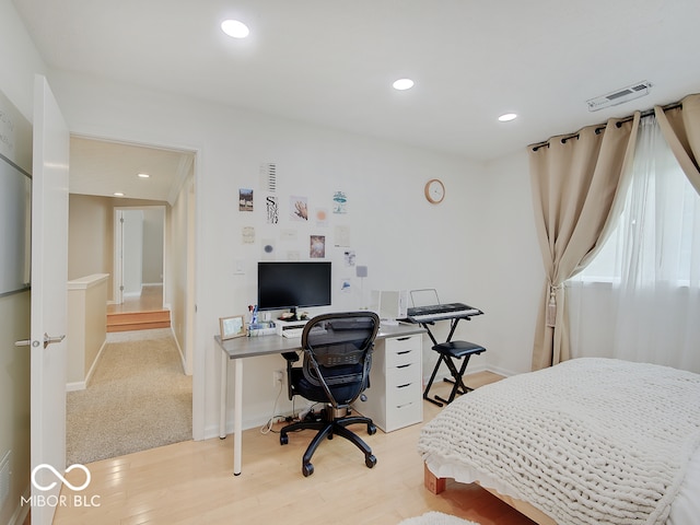 11668 Victoria Ct, Carmel, IN 46033 - bedroom featuring light wood finished floors, an office area, and recessed lighting