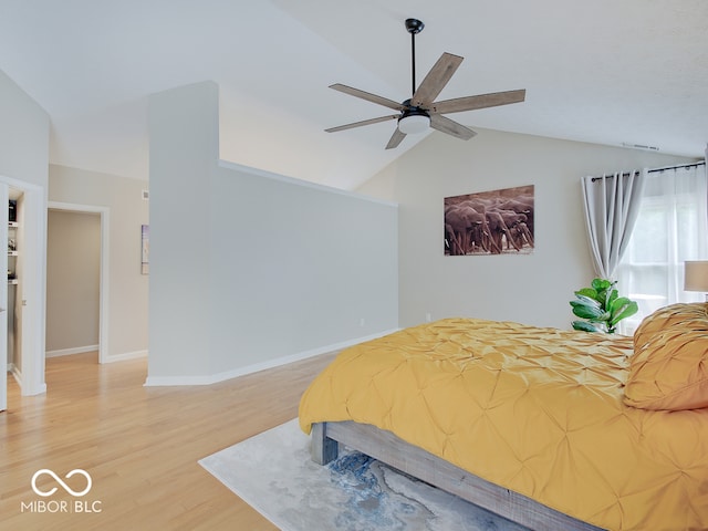 11668 Victoria Ct, Carmel, IN 46033 - bedroom featuring vaulted ceiling, light wood finished floors, and ceiling fan
