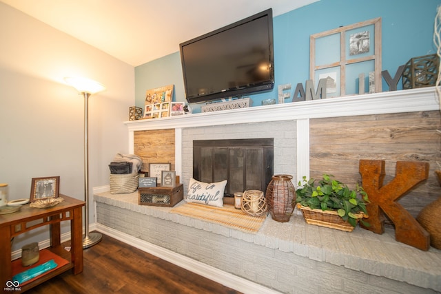 5514 Meckes Ln, Indianapolis, IN 46237 - detailed view of wood finished floors and a brick fireplace