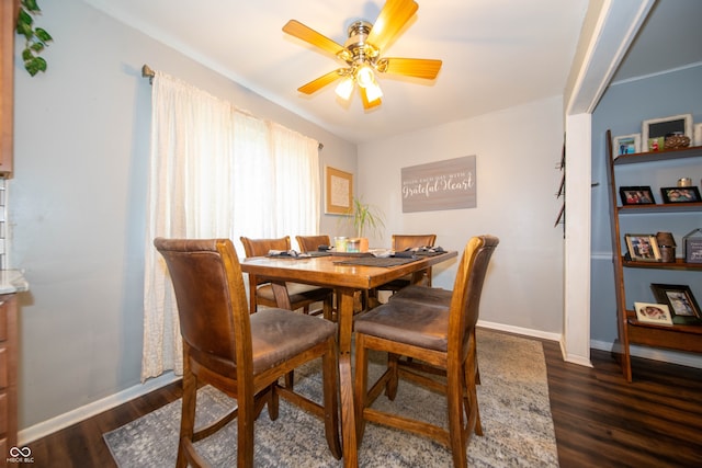 5514 Meckes Ln, Indianapolis, IN 46237 - dining area featuring dark wood finished floors and a ceiling fan