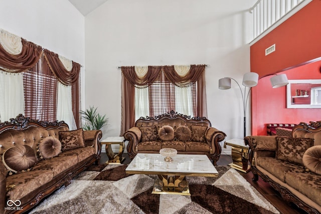 2302 Ashton Ln, Greenwood, IN 46143 - living area with a high ceiling and wood finished floors