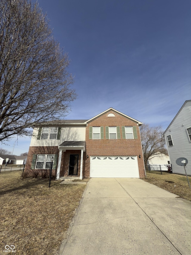 1881 Harvest Meadow Dr, Greenwood, IN 46143 - traditional home featuring brick siding, a garage, and concrete driveway