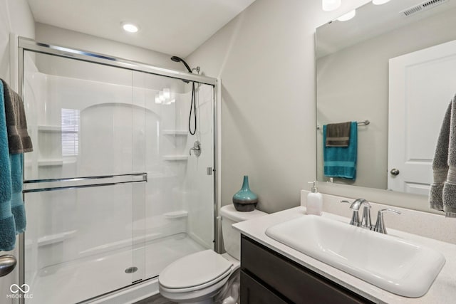 338 Limerick Ln, Pendleton, IN 46064 - full bathroom featuring a stall shower, vanity, and recessed lighting