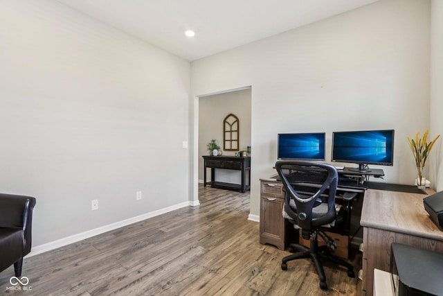338 Limerick Ln, Pendleton, IN 46064 - home office featuring wood finished floors and recessed lighting