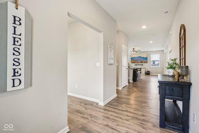 338 Limerick Ln, Pendleton, IN 46064 - corridor featuring wood finished floors and recessed lighting