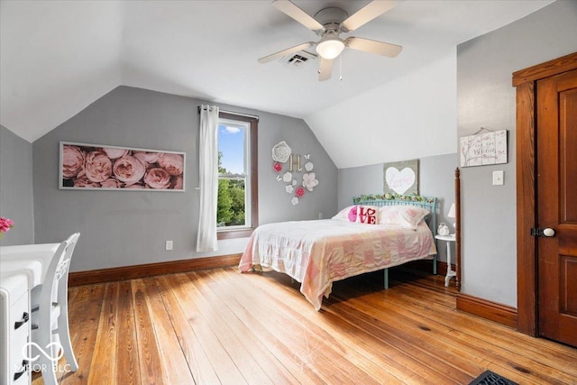 3160 S 50 E, Lebanon, IN 46052 - bedroom featuring light wood-type flooring, lofted ceiling, and a ceiling fan
