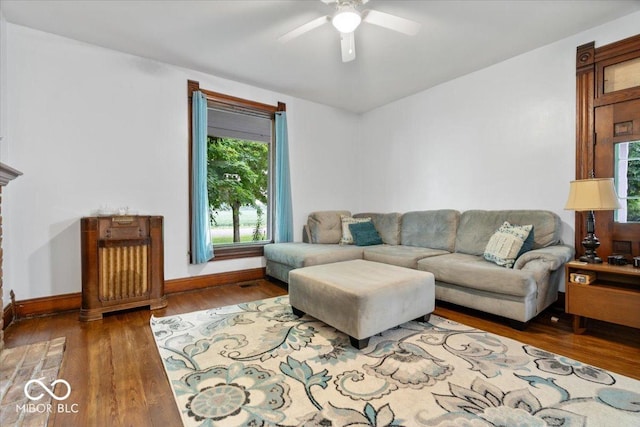 3160 S 50 E, Lebanon, IN 46052 - living room with a ceiling fan and wood finished floors