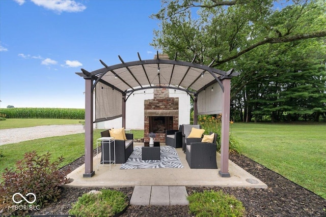 3160 S 50 E, Lebanon, IN 46052 - view of patio with an outdoor living space with a fireplace and a pergola