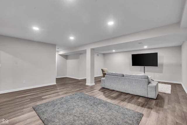 19174 Foley Dr, Westfield, IN 46074 - living area featuring wood finished floors and recessed lighting